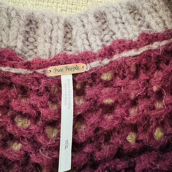 Cozy Free People Knit Striped Sweater - Plum and Gray size S - Picture 3 of 3